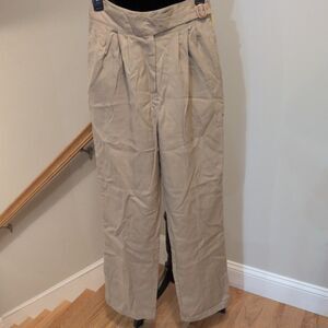 VTG 70s 80s Pant Time Beige Pleated High Waisted Wide Leg Trousers Pants Sz 12